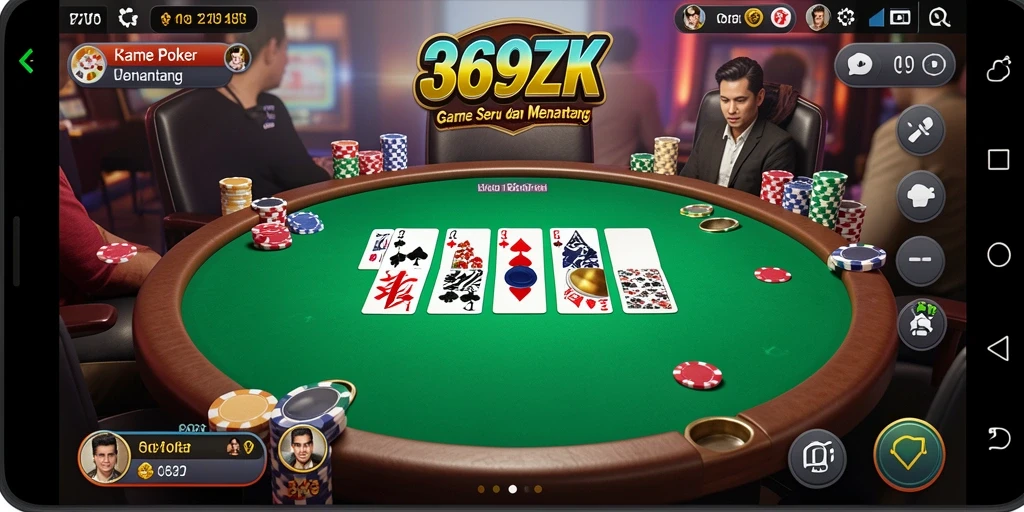 Screenshot gameplay seru 369ZK menampilkan aksi Poker yang mendebarkan.