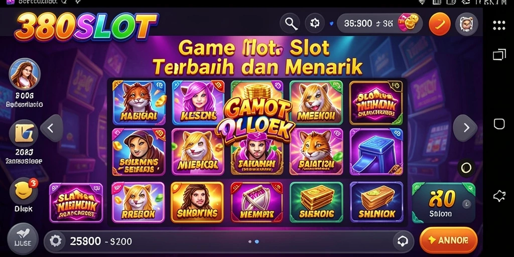 Tampilan gameplay menarik dari 380SLOT dengan berbagai tema slot.