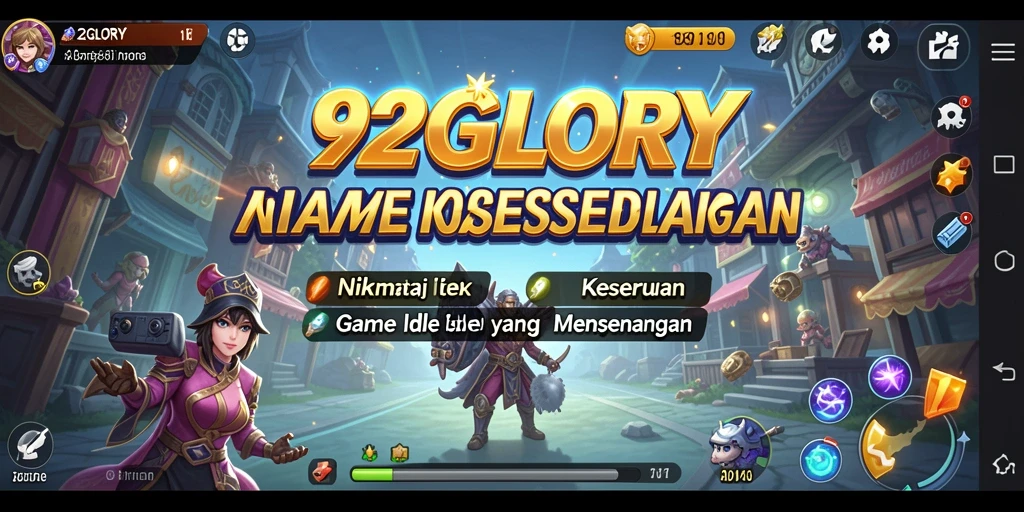 Tampilan gameplay 92GLORY dengan karakter yang mengumpulkan sumber daya.