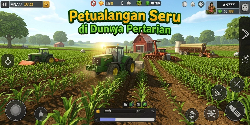 Tampilan gameplay AN777 yang menarik dengan aktivitas pertanian.