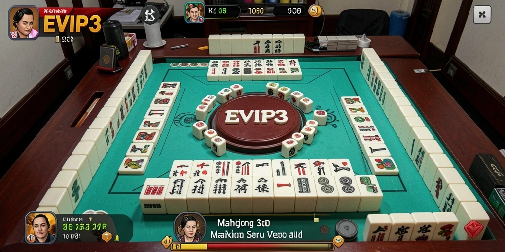 Gameplay seru Mahjong di EVIP3 dengan tampilan yang menarik.