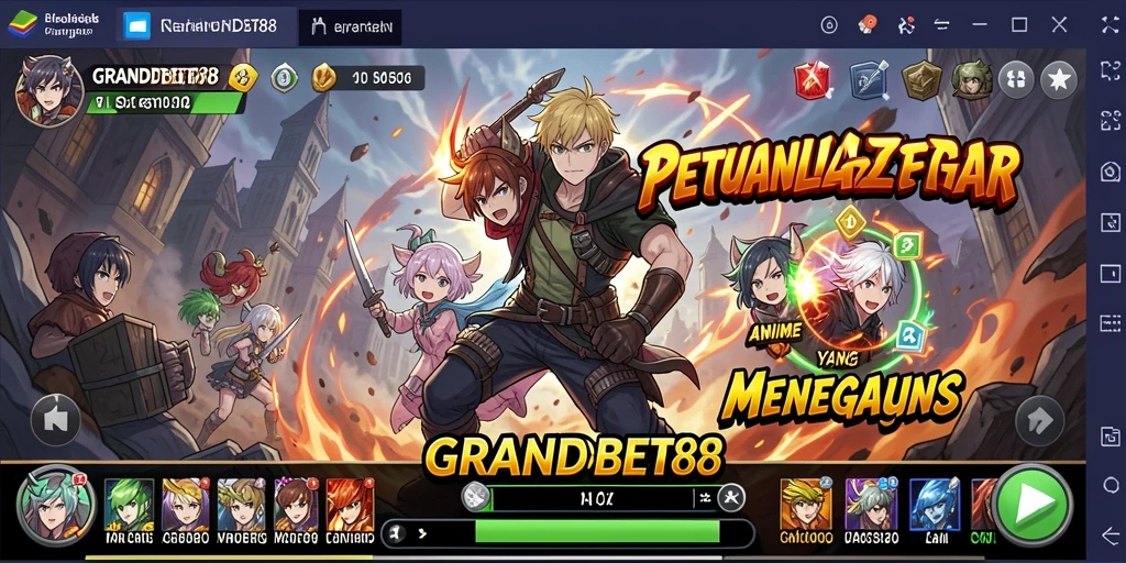 Tampilan gameplay <strong>GRANDBET88</strong> yang penuh aksi dan karakter anime yang menarik.