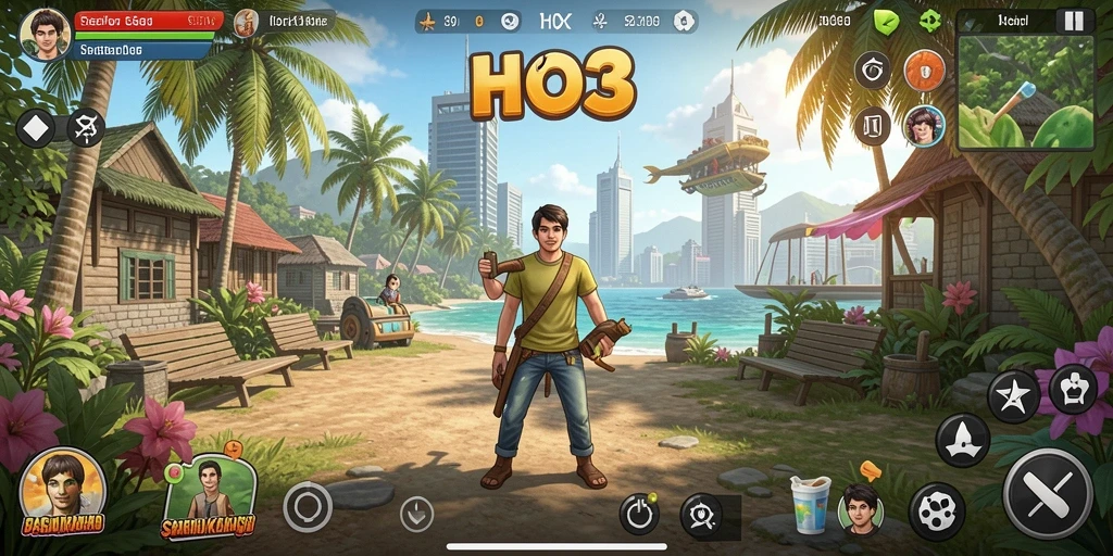 Screenshot gameplay HO3 yang menampilkan suasana seru dan penuh warna.