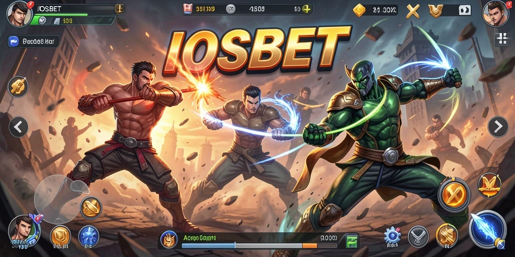 Screenshot IOSBET menampilkan aksi seru di tengah pertempuran yang intens.