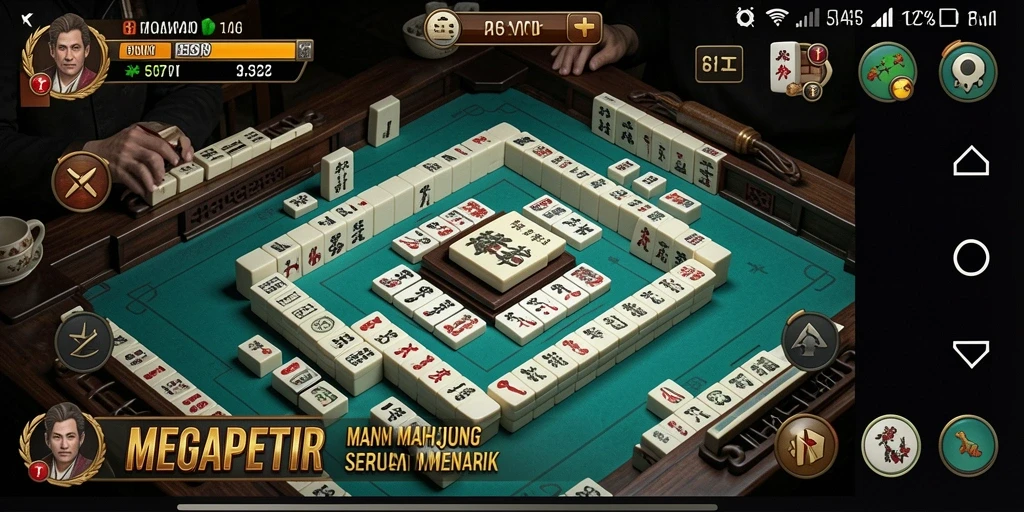 Tampilan gameplay seru dan menarik dari MEGAPETIR Mahjong.