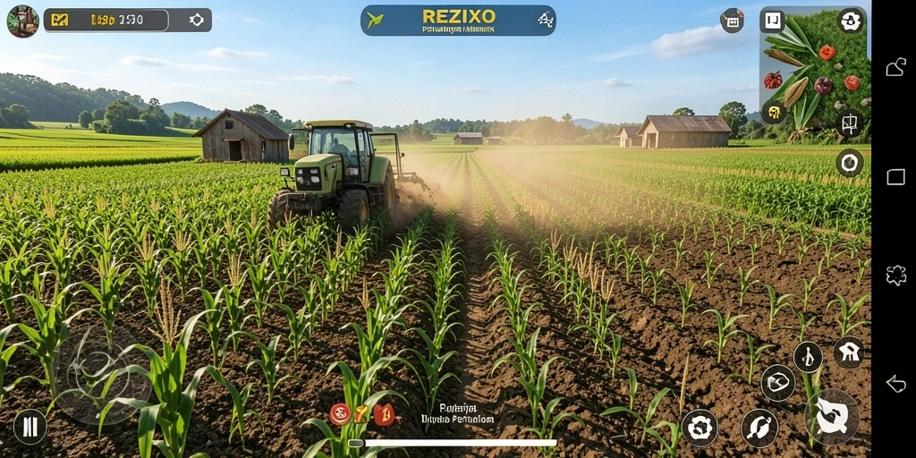 Screenshot gameplay REZIXO yang menampilkan aktivitas bertani yang menyenangkan.