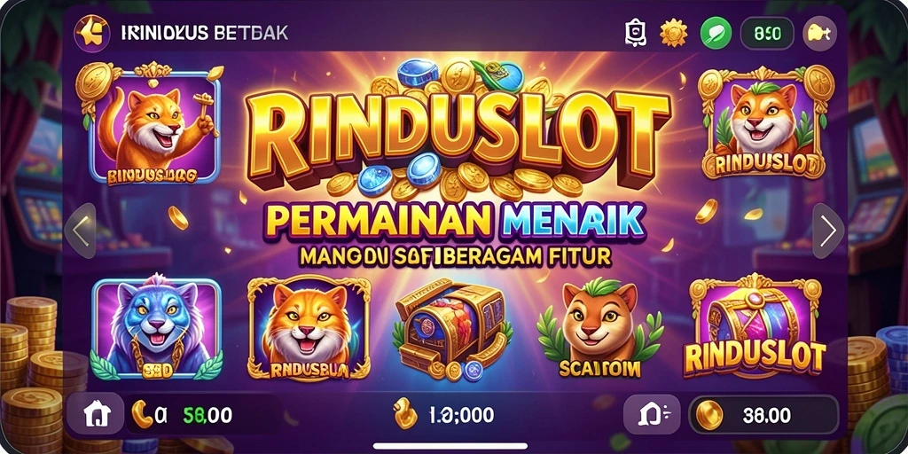 Tampilan gameplay RINDUSLOT yang mendebarkan dan penuh warna.