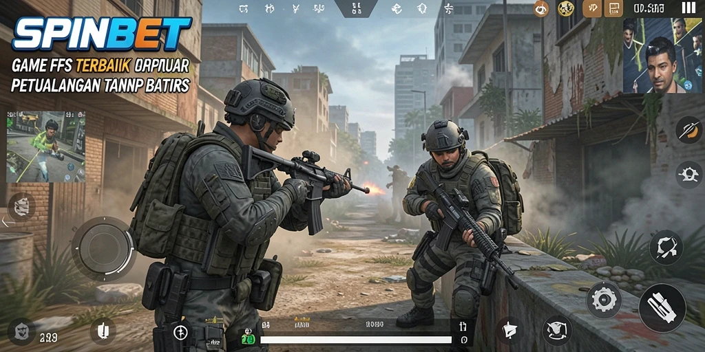 Tampilan gameplay SPINBET yang mendebarkan dengan aksi FPS yang intens.