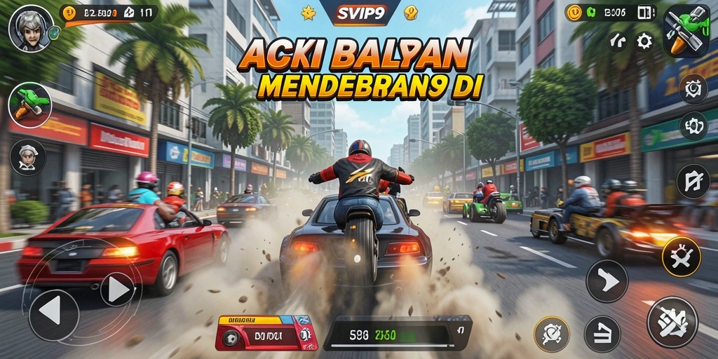 Tampilan gameplay seru dalam SVIP9 dengan aksi balapan penuh tantangan.